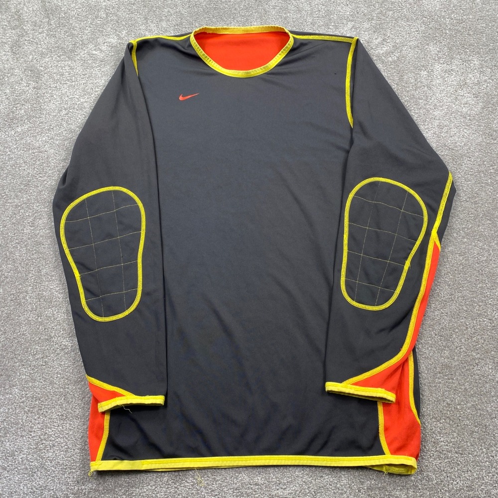 Nike Pro Combat Padded Shirt Mens Large Grey Orange Long Sleeve Compression
